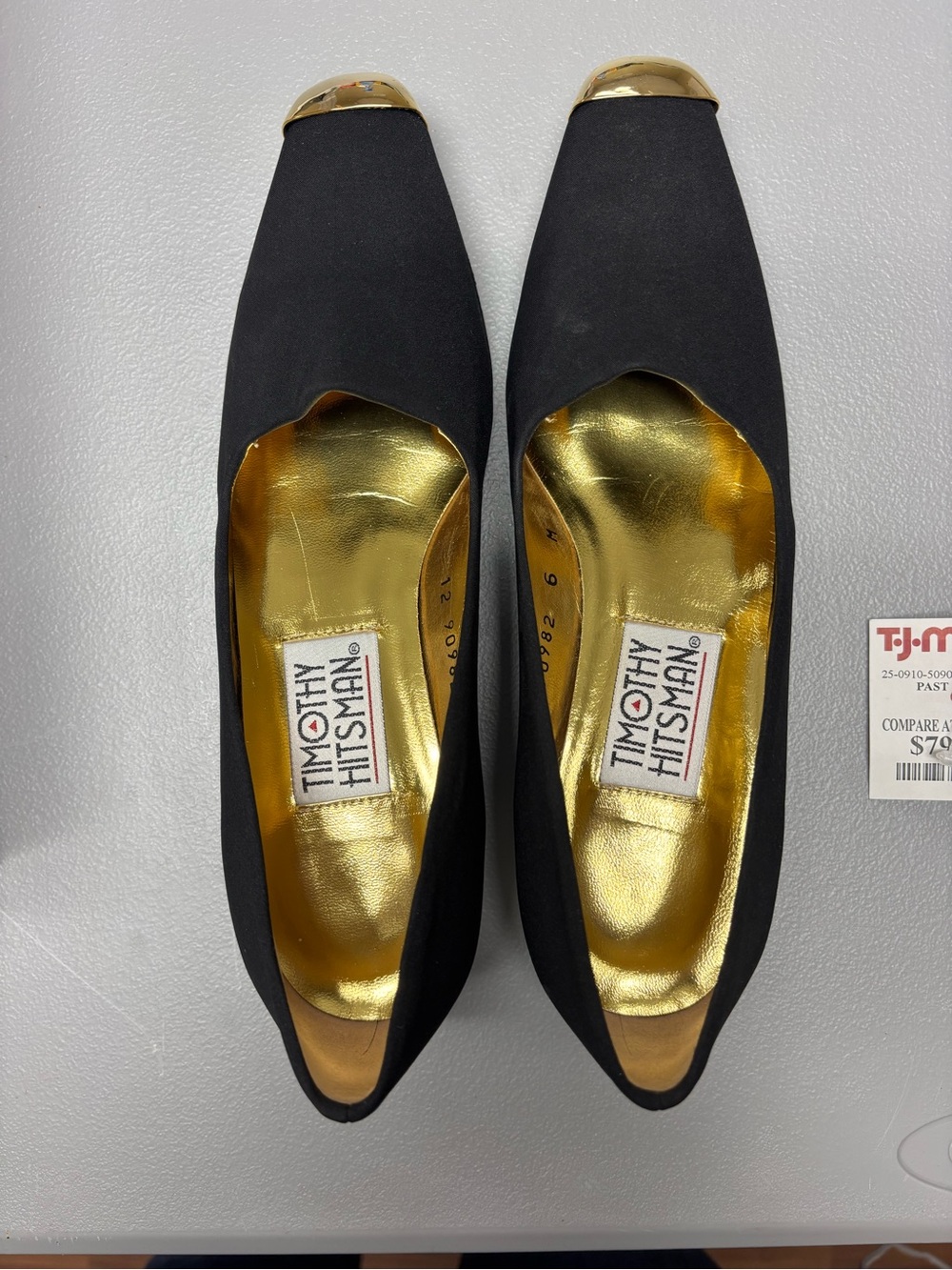 Timothy Hitsman Black Flats with Gold Metallic Accents